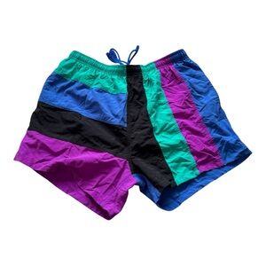 Vintage St. John's Bay Blue and Green Swim Shorts